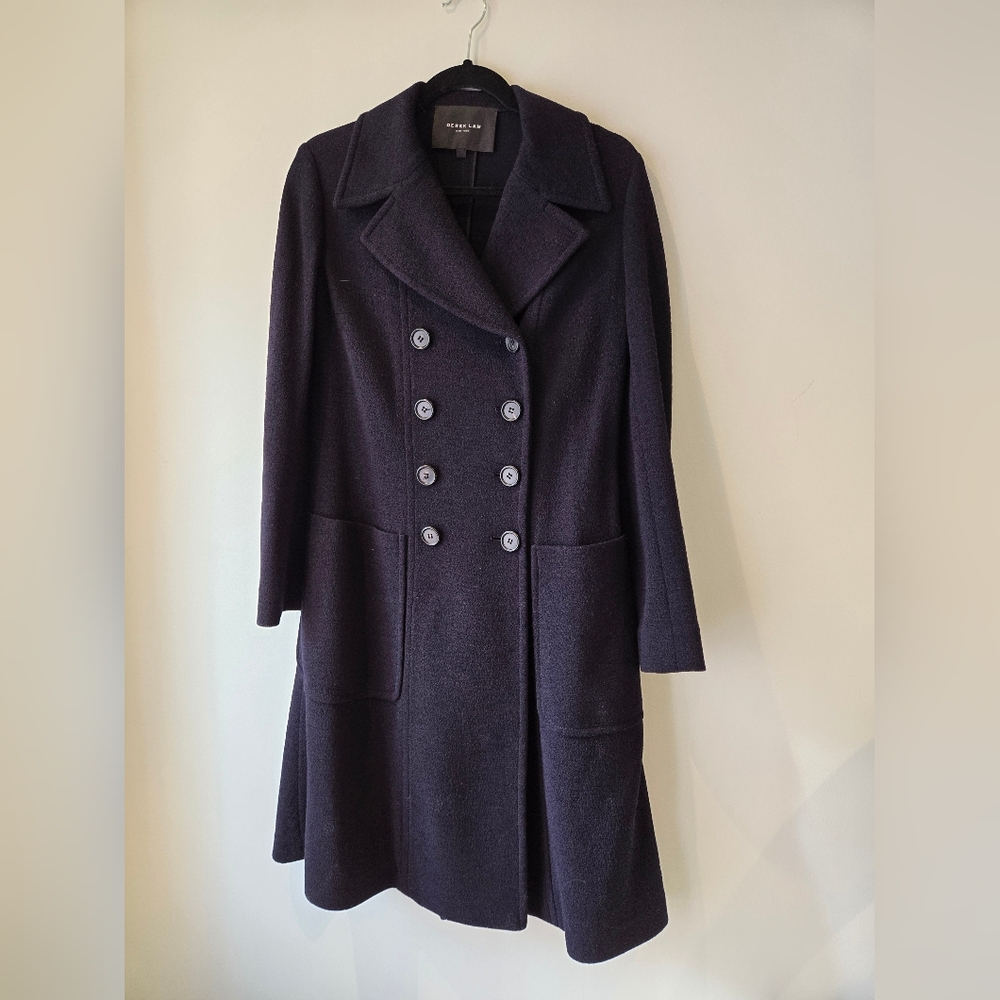 Derek Lam Virgin Wool Navy Double Breasted Coat Size 4